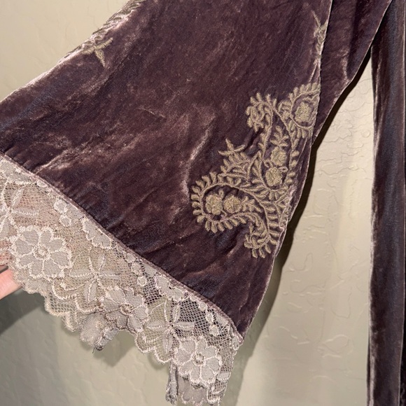 Chan Luu crushed velvet embroidered kimono cardigan shawl sweater duster - Picture 3 of 8